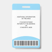Badge Photo personnalisé Nom Fonction ID Logo Code-barre (Arrière)
