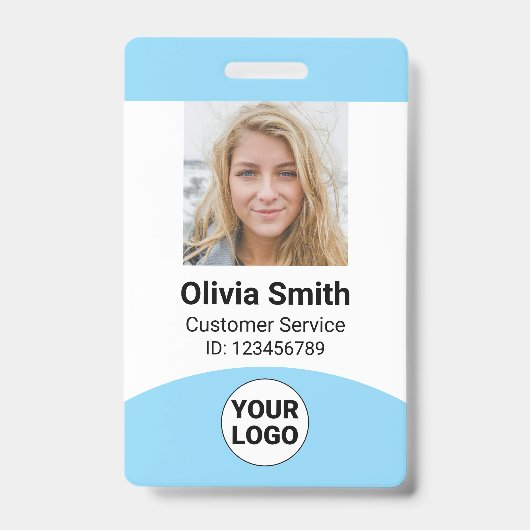 Badge Photo personnalisé Nom Fonction ID Logo Code-barre (Avant)
