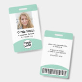 Badge Photo personnalisé Nom Fonction ID Logo Code-barre (Avant & arrière)