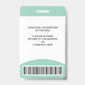 Badge Photo personnalisé Nom Fonction ID Logo Code-barre (Arrière)