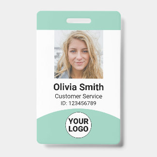 Badge Photo personnalisé Nom Fonction ID Logo Code-barre