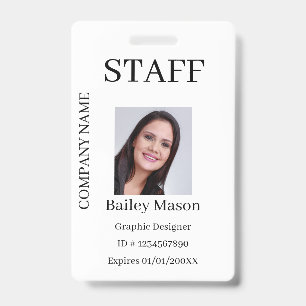 Badge photo personnalisé pour personnel moderne