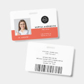Badge Photo personnalisée, Code barre, Logo, Insigne de (Avant & arrière)