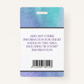 Badge Photo personnalisée Code barre logo Turquoise ID S (Dos)