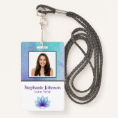 Badge Photo personnalisée Code barre logo Turquoise ID S (Devant avec lanière)
