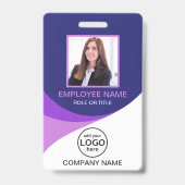 Badge Photo personnalisée Code-barres employé de l'entre (Avant)