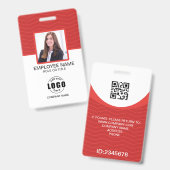 Badge Photo personnalisée Code QR de l'employé de l'entr (Avant & arrière)