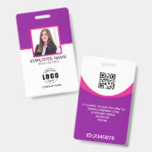 Badge Photo personnalisée Code QR de l'employé de l'entr (Avant & arrière)