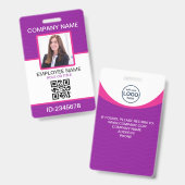 Badge Photo personnalisée Code QR de l'employé de l'entr (Recto et verso)