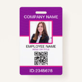 Badge Photo personnalisée Code QR de l'employé de l'entr (Devant)