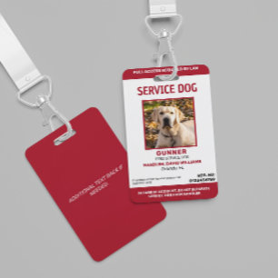 Badge Photo personnalisée de chien d'assistance rouge et