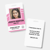 Badge photo personnalisée de l'employé (Avant & arrière)