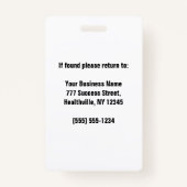 Badge photo personnalisée de l'employé (Dos)