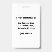 Badge photo personnalisée de l'employé (Arrière)