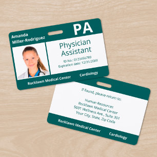 Badge Photo personnalisée de l'employé Blue-Green Hospit