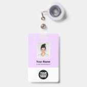 Badge Photo personnalisée de l'employé, Code barre, Badg (Face avec clip rétractable)