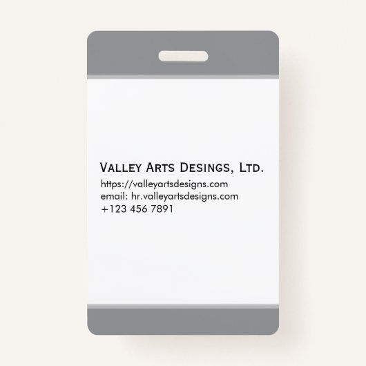 Badge Photo personnalisée de l'employé, Code barre, Logo (Dos)