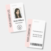 Badge Photo personnalisée de l'employé, Code barre, Logo (Avant & arrière)
