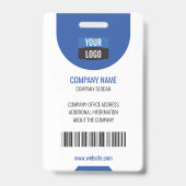 Badge Photo personnalisée de l'employé, Code barre, Logo (Arrière)