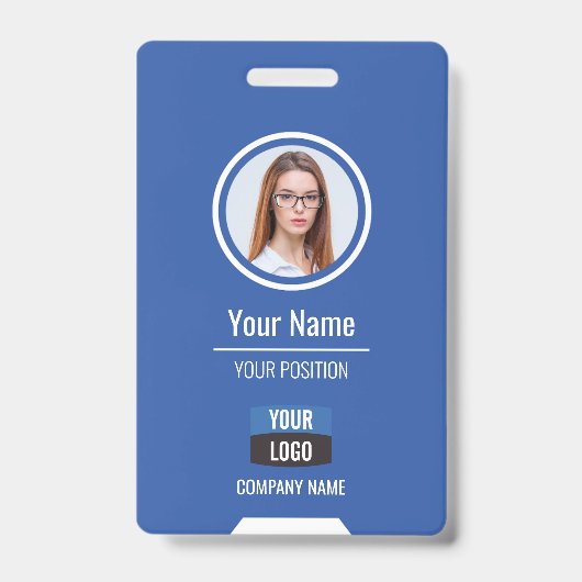 Badge Photo personnalisée de l'employé, Code barre, Logo (Avant)