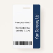 Badge Photo personnalisée de l'employé, Code barre, Logo (Dos)