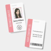 Badge Photo personnalisée de l'employé, Code barre, Logo (Avant & arrière)