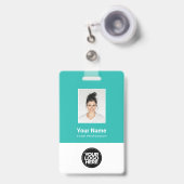 Badge Photo personnalisée de l'employé, Code barre, Logo (Face avec clip rétractable)