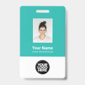 Badge Photo personnalisée de l'employé, Code barre, Logo (Face)