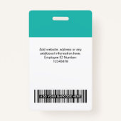 Badge Photo personnalisée de l'employé, Code barre, Logo (Dos)