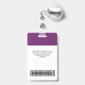 Badge Photo personnalisée de l'employé, Code barre, Logo (Dos avec clip rétractable)