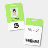 Badge Photo personnalisée de l'employé, Code barre, Logo (Recto et verso)