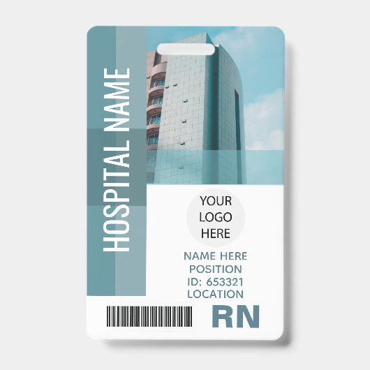 Badge Photo personnalisée de l'employé, Code barre, Logo (Avant)