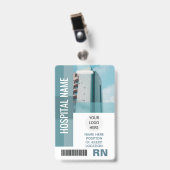 Badge Photo personnalisée de l'employé, Code barre, Logo (Avant avec clip)