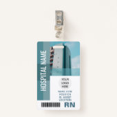 Badge Photo personnalisée de l'employé, Code barre, Logo (Devant avec clip)