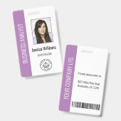 Badge Photo personnalisée de l'employé, Code barre, Logo (Avant & arrière)