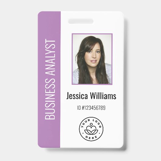 Badge Photo personnalisée de l'employé, Code barre, Logo (Avant)