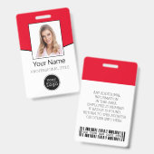 Badge Photo personnalisée de l'employé, Code barre, Logo (Avant & arrière)