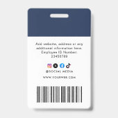 Badge Photo personnalisée de l'employé, Code barre, Logo (Arrière)
