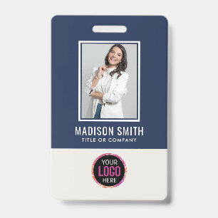 Badge Photo personnalisée de l'employé, Code barre, Logo