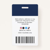 Badge Photo personnalisée de l'employé, Code barre, Logo (Dos)