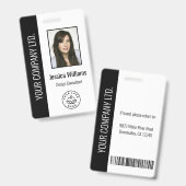 Badge Photo personnalisée de l'employé, Code barre, Logo (Avant & arrière)