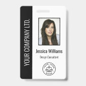 Badge Photo personnalisée de l'employé, Code barre, Logo (Avant)