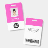 Badge Photo personnalisée de l'employé, Code barre, Logo (Recto et verso)
