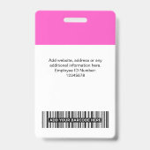 Badge Photo personnalisée de l'employé, Code barre, Logo (Dos)