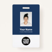 Badge Photo personnalisée de l'employé, Code barre, Logo (Devant)