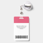 Badge Photo personnalisée de l'employé, Code barre, Logo (Dos avec clip rétractable)