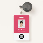 Badge Photo personnalisée de l'employé, Code barre, Logo (Front with Retractable)