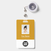 Badge Photo personnalisée de l'employé, Code barre, Logo (Face avec clip rétractable)
