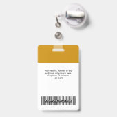 Badge Photo personnalisée de l'employé, Code barre, Logo (Dos avec clip rétractable)
