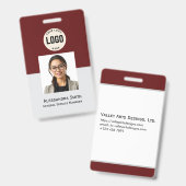 Badge Photo personnalisée de l'employé, Code barre, Logo (Avant & arrière)
